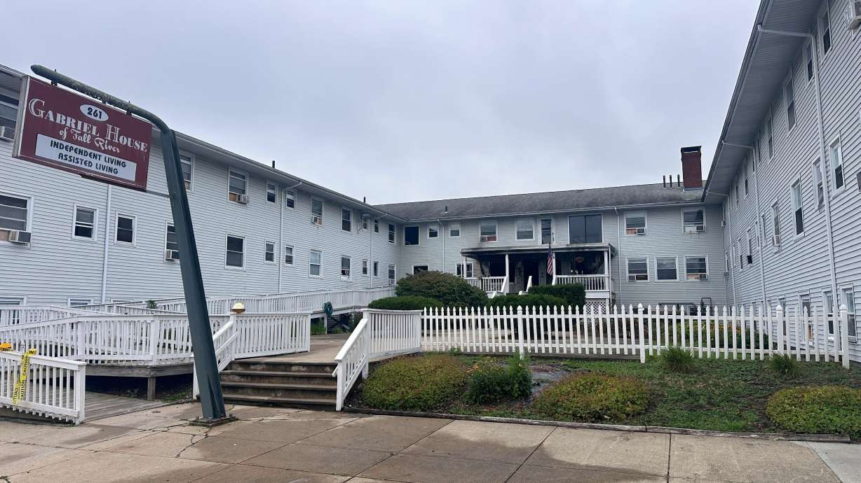 The Gabriel House assisted living facility is shown after a fire in Falls River, Mass., Monday.