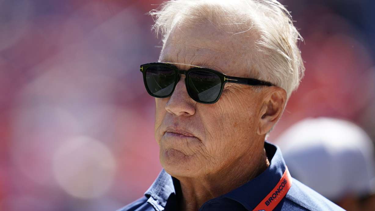 FILE - Denver Broncos consultant John Elway looks on against the Houston Texans during an NFL football game, Sept. 18, 2022, in Denver.