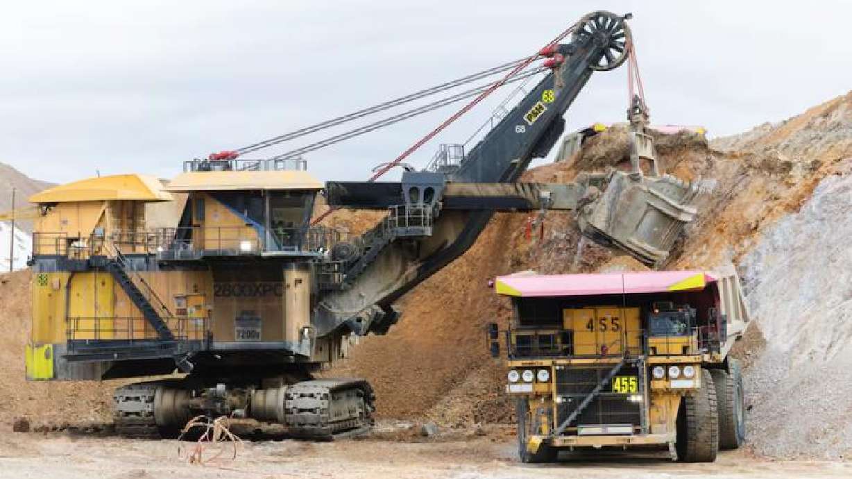 A shovel machine lifts copper ore waste at the Rio Tinto Kennecott Copper Mine in Herriman on Feb. 20, 2023. Consumers could see higher prices from President Donald Trump's tariffs, but Utah's mining industry would get a boost.