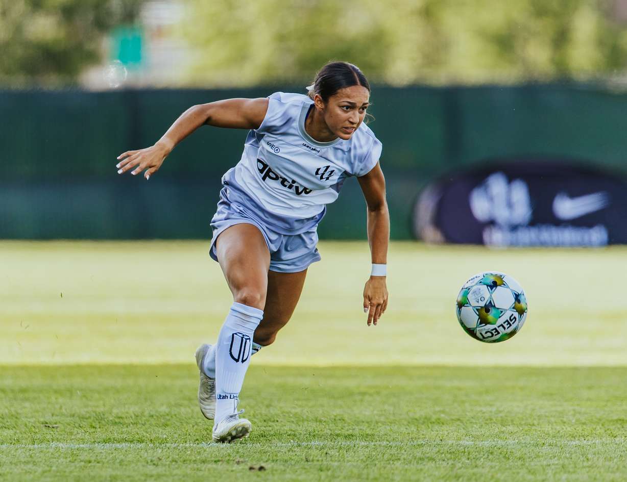 Draper's Seven Castain scored 17 regular-season goals en route to USL W League golden boot honors for Utah United, which will host the USL W Final at BYU's South Field on Saturday, July 19, 2025.