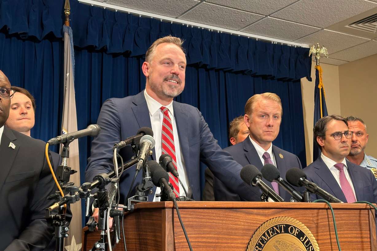 Acting U.S. Attorney for Minnesota, Joe Thompson, speaks to reporters at a news conference on Tuesday in Minneapolis. Thompson said a decision on seeking the death penalty against the man accused of killing a state lawmaker won't come for several months.