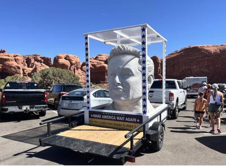 Why did a giant sculpture of Elon Musk's head show up at Utah national park?