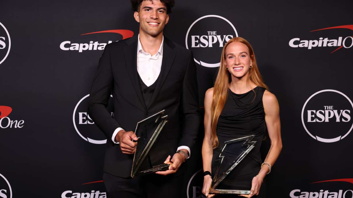 BYU cross country and track and field signee Jane Hedengren and Duke men's basketball signee Cameron Boozer were named Gatorade Best Players of the Year, Wednesday, July 16, 2025 during The ESPYS on ESPN.