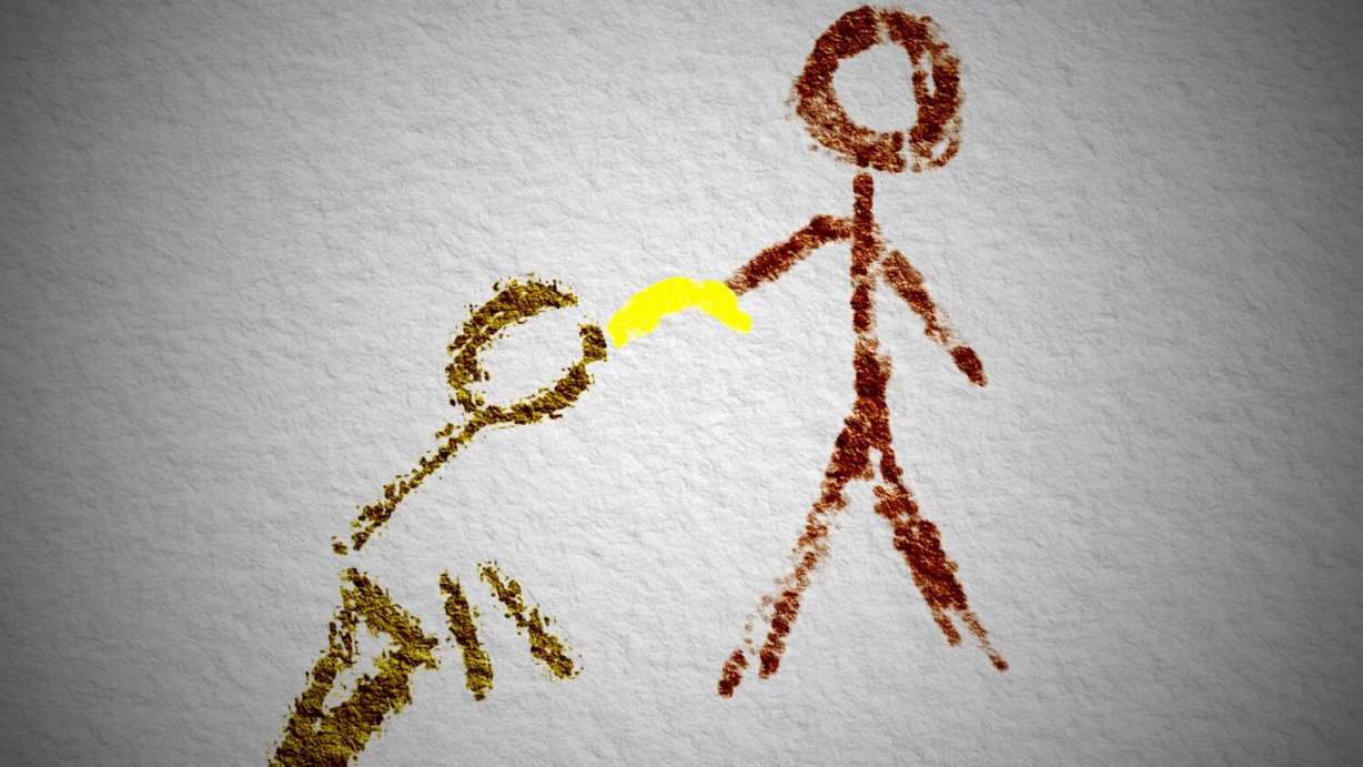 One of Brian Higgins’ banana drawings. The aftermath of post-traumatic stress disorder almost destroyed him in his early days after moving to the U.S.