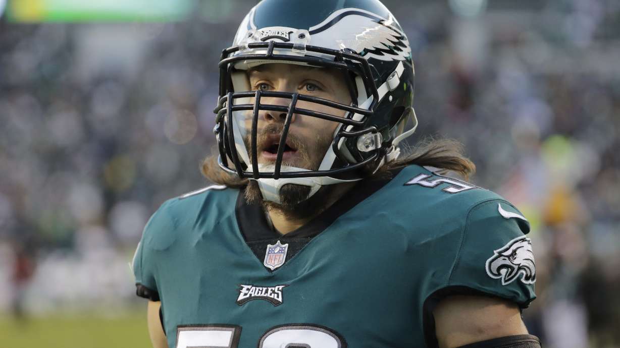 FILE - Philadelphia Eagles' Bryan Braman looks on prior to an NFL divisional playoff football game against the Atlanta Falcons, Jan. 13, 2018, in Philadelphia.