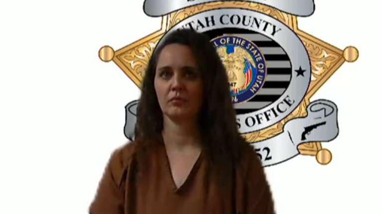 Kathryn Restelli, 37, appears virtually for a hearing in Provo's 4th District Court on Wednesday, July 16, 2025. In a deal with prosecutors, Restelli pleaded guilty to conspiracy to commit murder in the 2024 shooting death of her husband in American Fork.