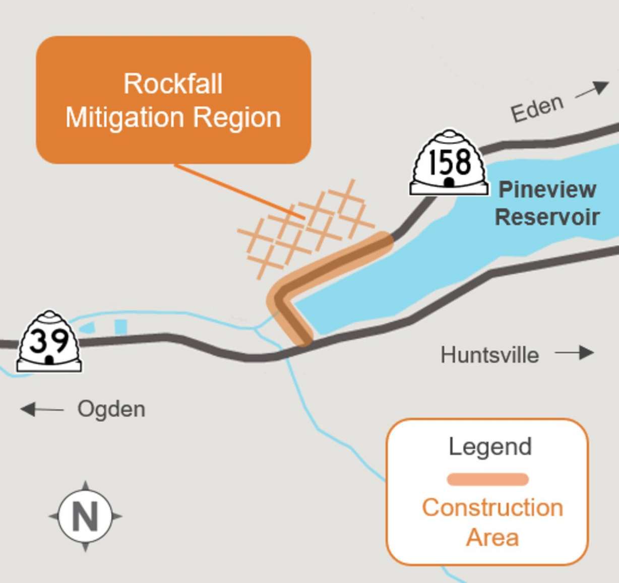 A Utah Department of Transportation project calls for the addition of a section of heavy wire mesh on a rock wall abutting state Route 158 in Weber County to guard against falling rocks.