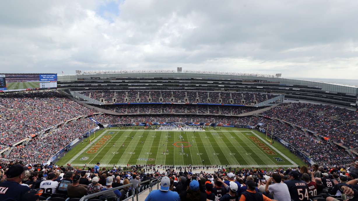 FILE - Fans watch an NFL football game between the Chicago Bears and the Detroit Lions, at Soldier Field in Chicago, Oct. 2, 2016.