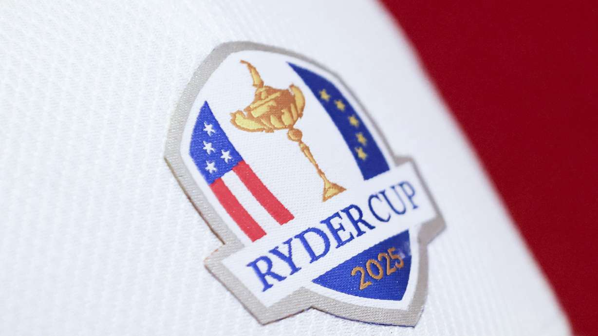 FILE - The Ryder Cup logo during a captains press conference in New York, Tuesday, Oct. 8, 2024.