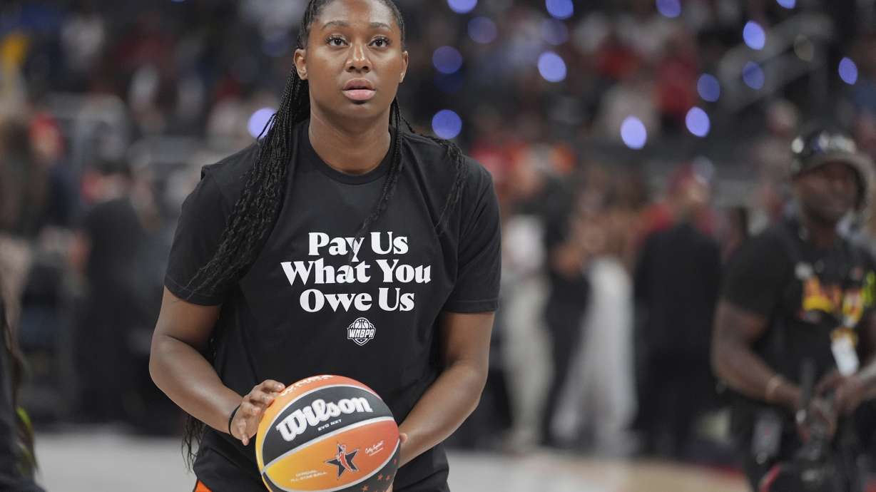 Indiana Fever's Aliyah Boston shoots before the WNBA All-Star basketball game, Saturday, July 19, 2025, in Indianapolis.