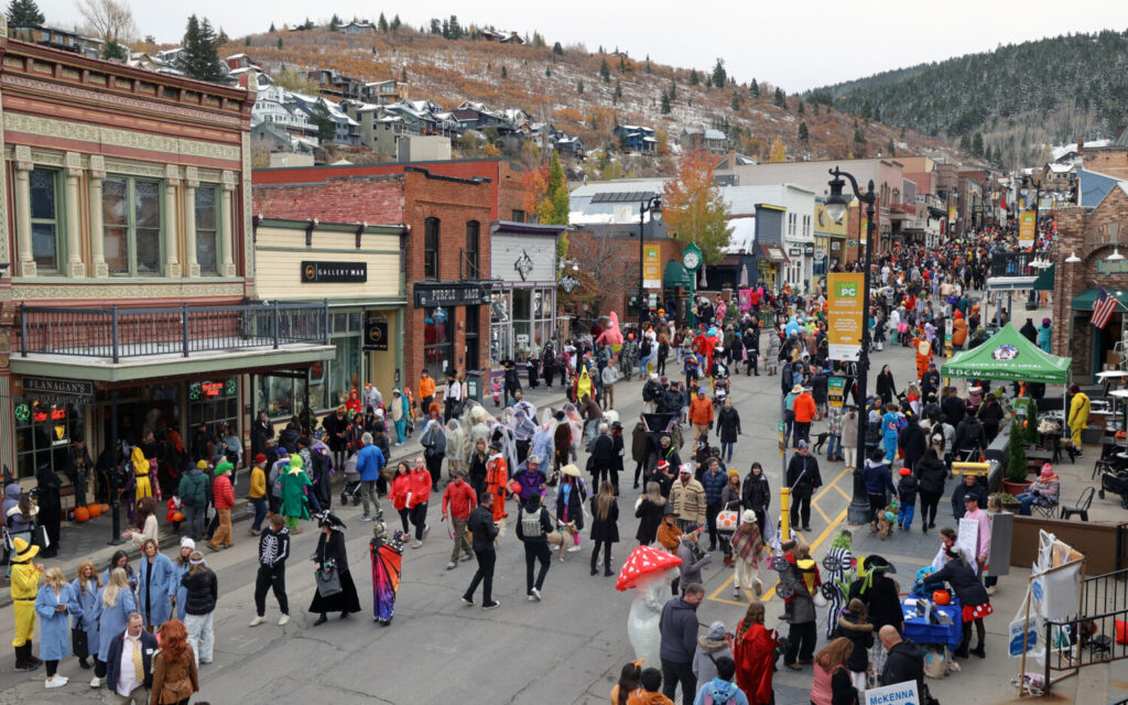 Adults, kids and pets show off their Halloween costumes on Main Street in Park City on Oct. 31, 2024. Three streets in Utah were recently ranked among the healthiest for walking, including Main Street in Park City.