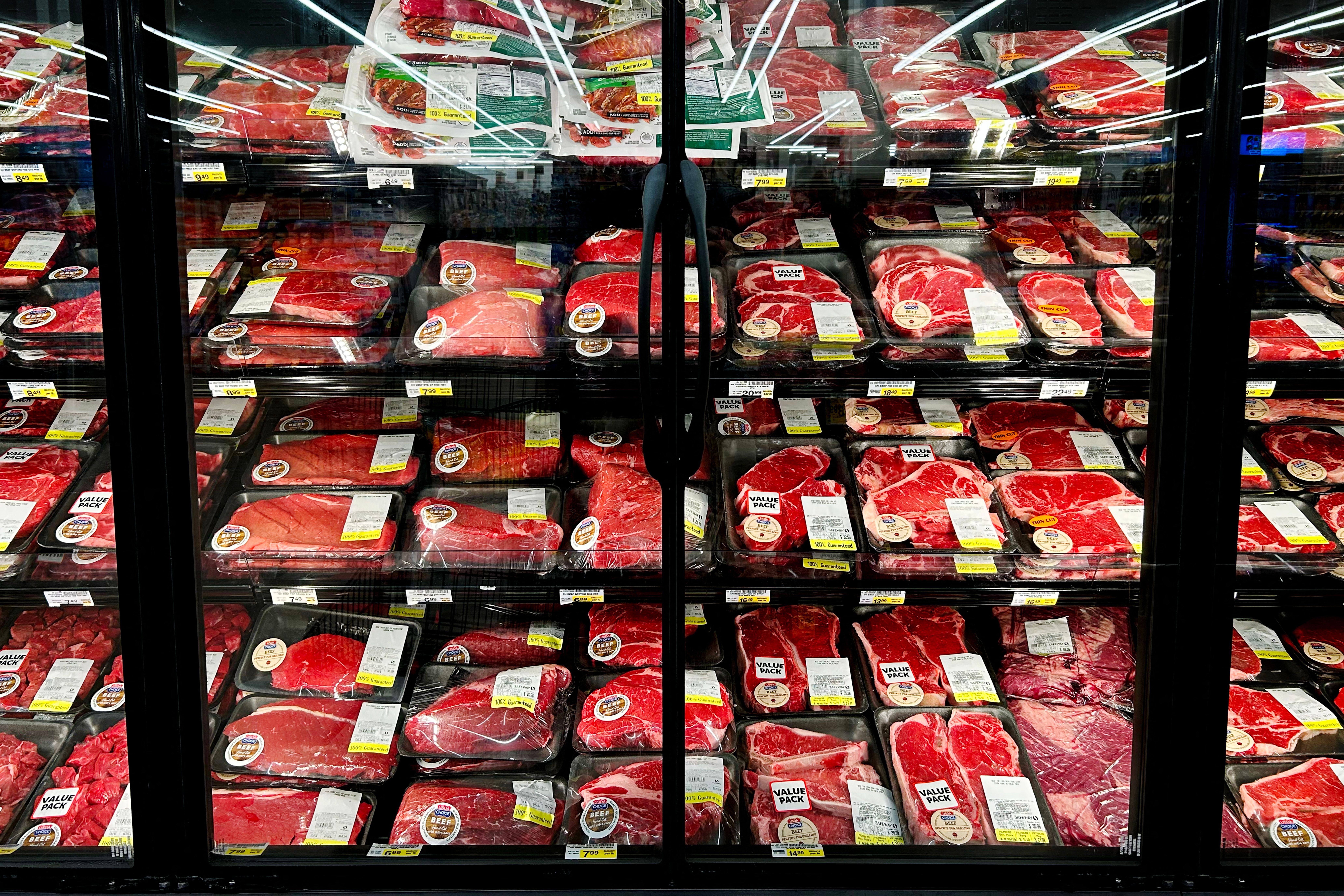 Beef is sold at a store in Annapolis, Maryland. Beef prices are at record highs, rising almost 9% since January.