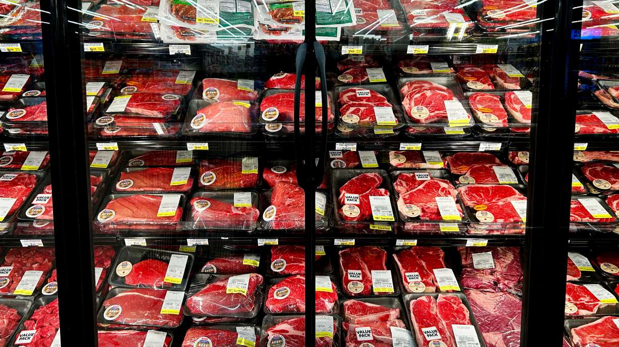 Beef is sold at a store in Annapolis, Maryland. Beef prices are at record highs, rising almost 9% since January.