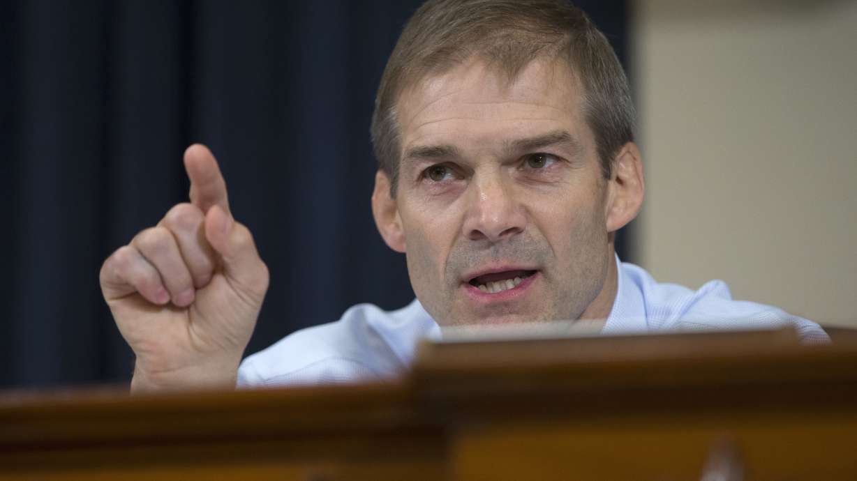 FILE –This Oct. 22, 2015 file photo shows U.S. Rep. Jim Jordan, R-Ohio, on Capitol Hill.
