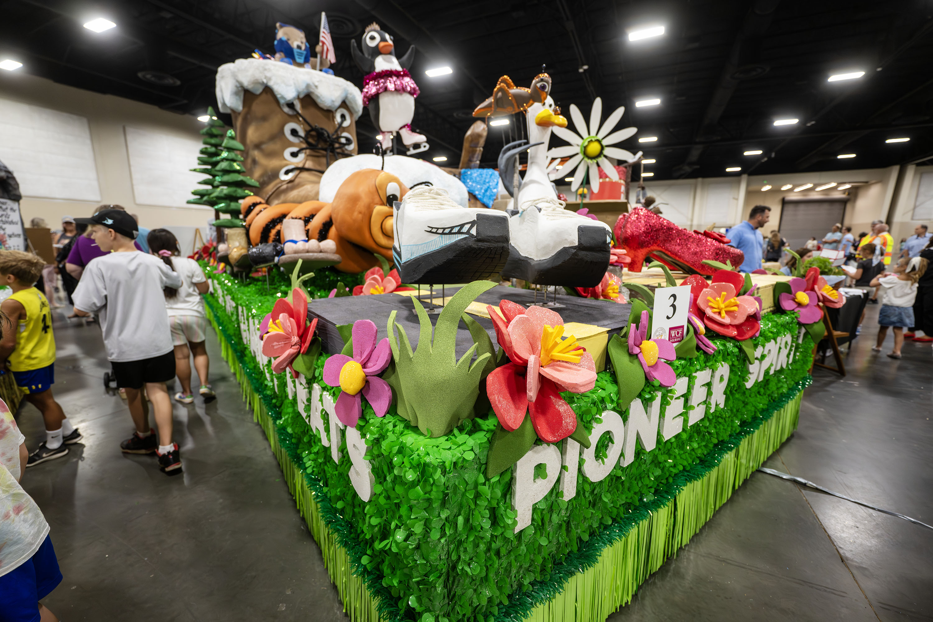 The Centerville South Stake float is displayed at the Mountain America Exposition Center in Sandy on Monday. The Days of ’47 Parade and Deseret News Marathon will result in some road closures across Salt Lake City Thursday.