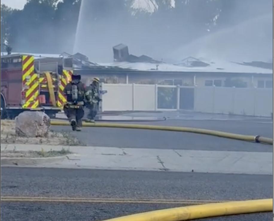 Firefighters respond to a fire at an abandoned nursing home in Ogden on Monday.