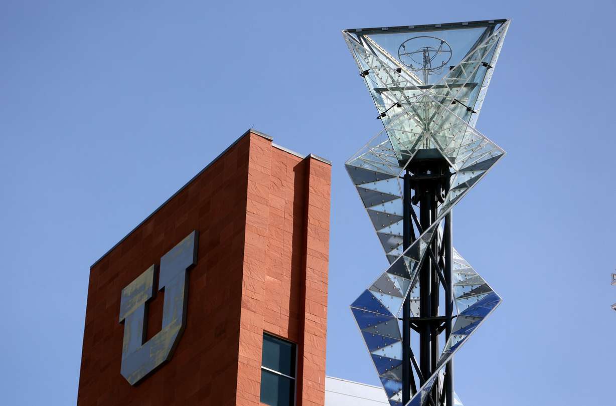 The Olympic and Paralympic Cauldron Plaza at the University of Utah's Rice-Eccles Stadium in Salt Lake City on May 28. Organizers want Utahns to know they are working hard towards the 2034 Winter Olympics.