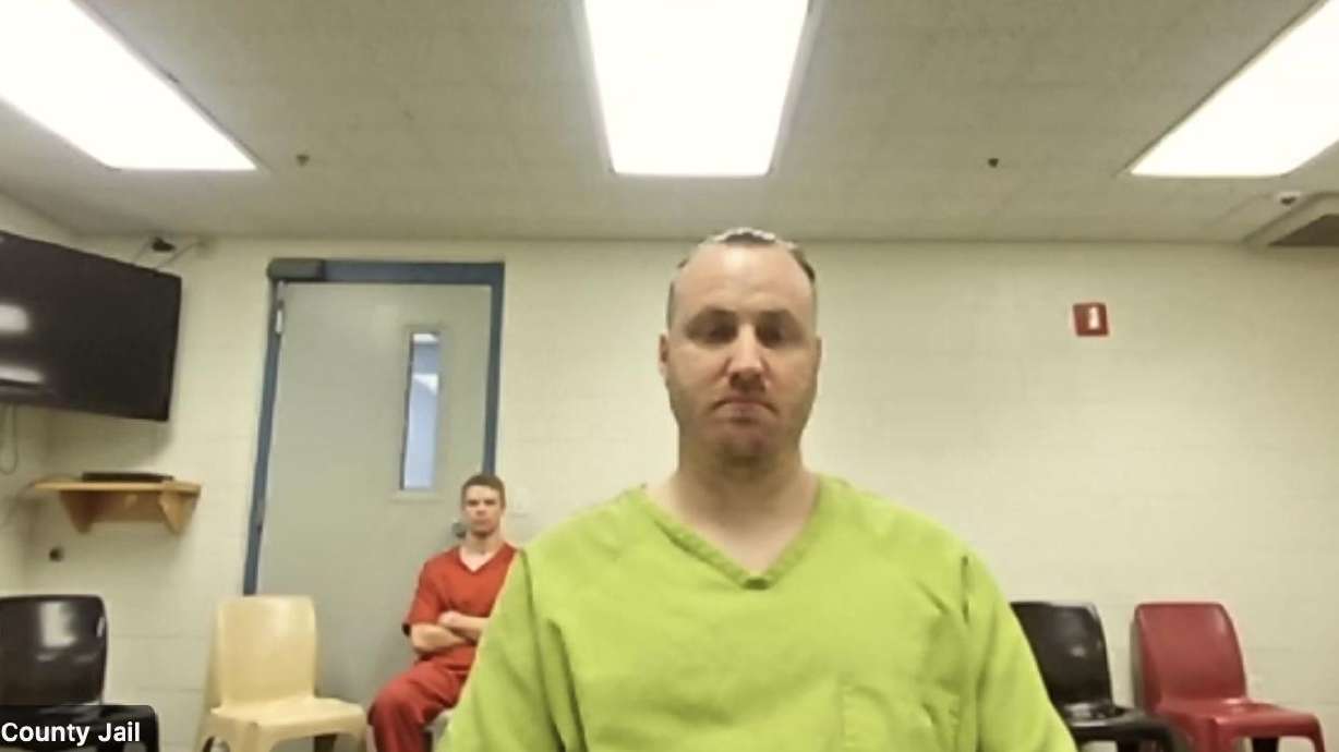 Kevin Ellis attends a virtual hearing from the Utah County Jail on Wednesday. Prosecutors say the wife of a man lured to Utah from California as part of a plot to kill him will testify against her mother and brother, Ellis, in their upcoming murder trials.