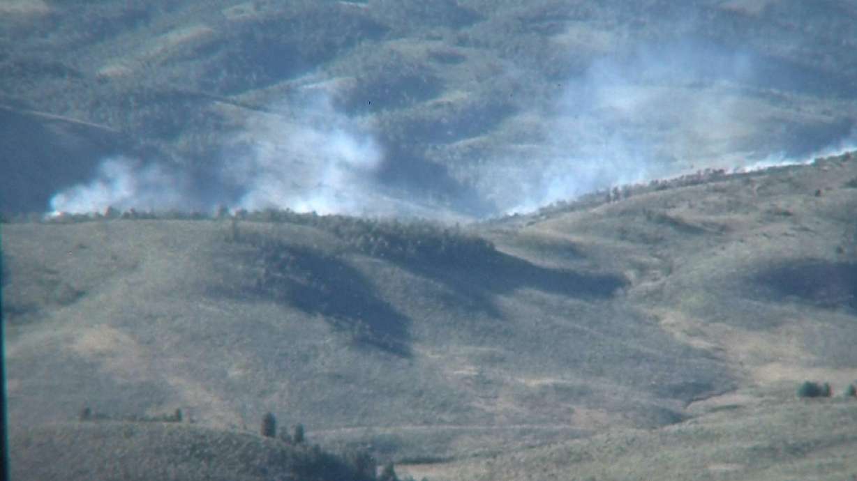 The Rick Springs Fire burns in Logan Canyon on Tuesday. The wildfire, which was first reported on Tuesday afternoon, prompted fire officials to close U.S. 89 to traffic in the canyon. This image was shared with Brian Champagne by a witness who drove through the canyon before it was closed.