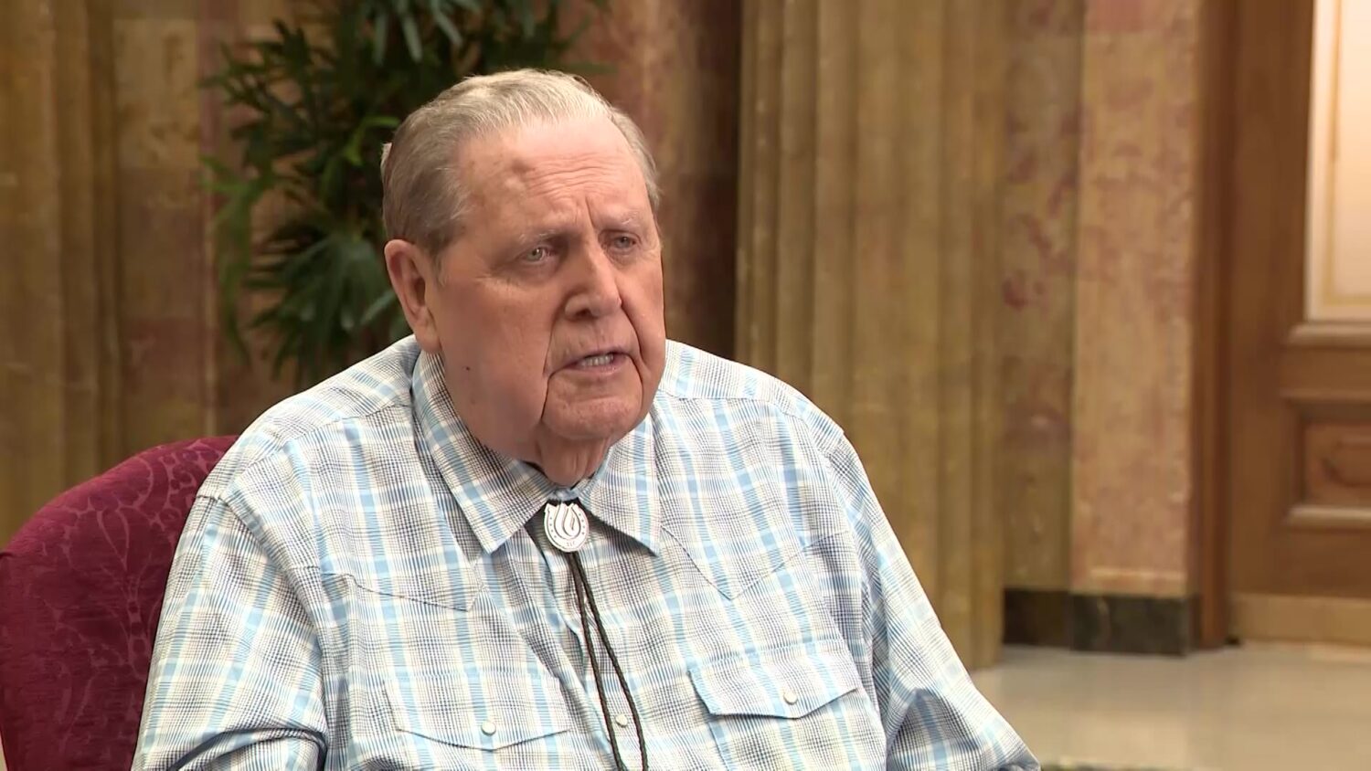Jeffrey Holland, Acting President of the Quorum of the Twelve Apostles of The Church of Jesus Christ of Latter-day Saints, speaks to KSL-TV prior to the Days of ’47 Parade on Thursday. President Holland served as the parade's grand marshal.