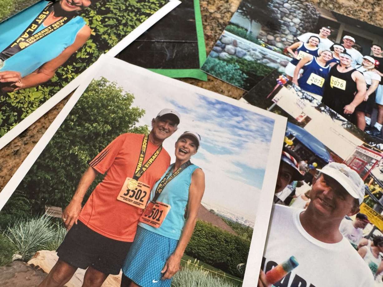 Gladys Buxton is shown with her husband in this undated photo. She posted a time of 56:43 with a pace of 9:08 in Thursday's Deseret News 10K — at the age of 80.