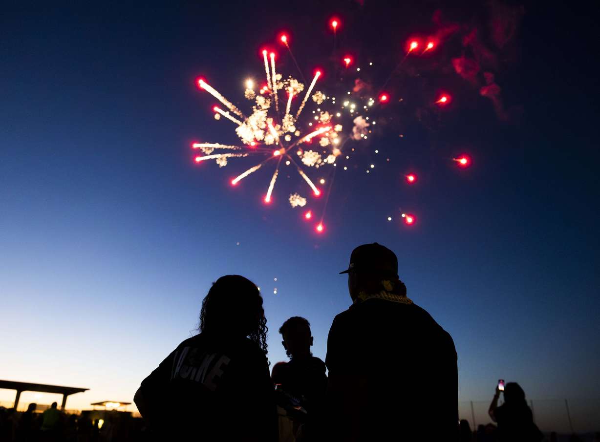 Fireworks following a Utah Warriors rugby match at Zions Bank Stadium in Herriman on June 7. A recent Deseret News poll found Utahns are divided on fireworks restrictions, especially when considering environmental impact.