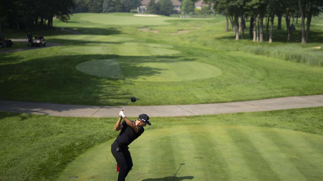 Thorbjorn Olesen, of Denmark, tees off on the sixth hole during the second round of the 3M Open golf tournament at TPC Twin Cities in Blaine, Minn., Friday, July 25, 2025.
