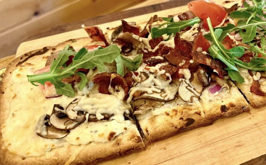The Prairie Flatbread, one of Shotgun Bar’s signature dishes, pictured Saturday. The bar recently expanded to a sit-down, full-service restaurant in the spring.