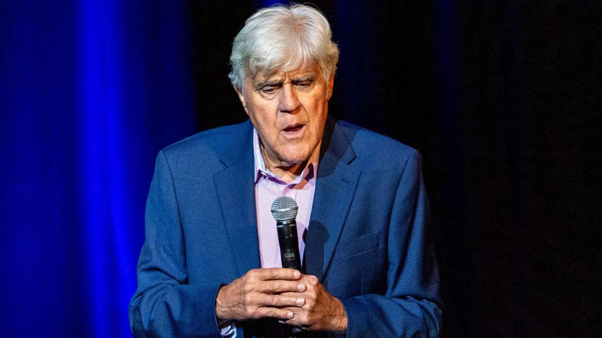 Jay Leno speaks at the Orpheum Theatre in May in Kansas.