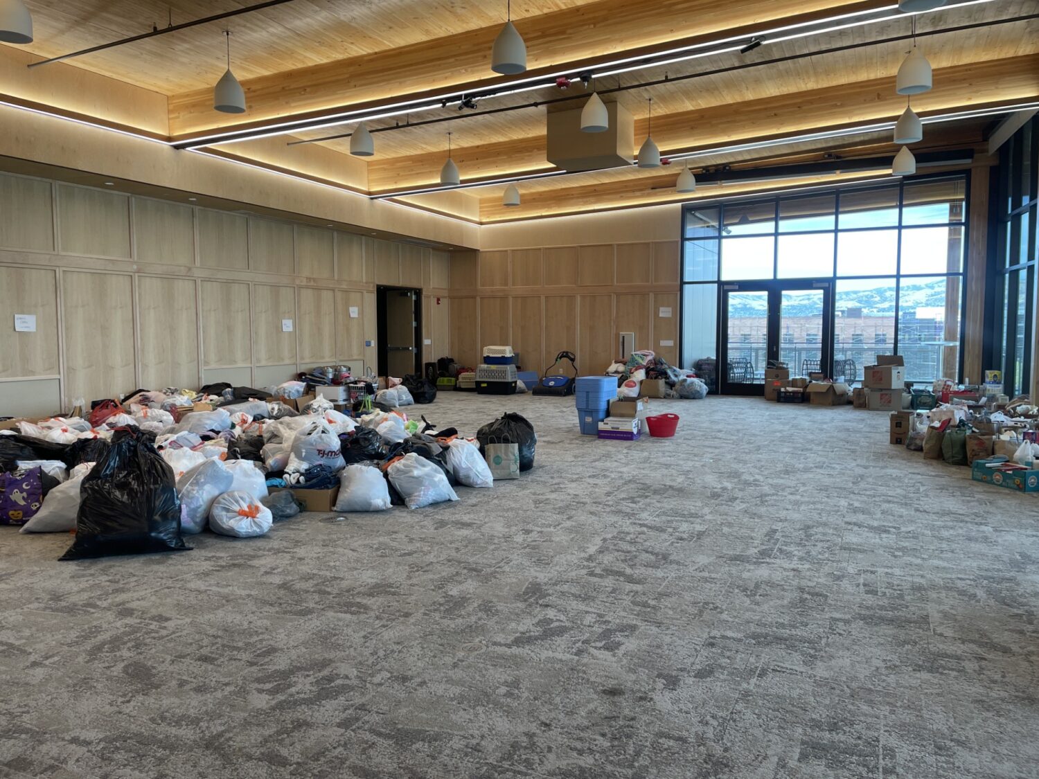 Millcreek is overwhelmed with physical donations for the Willow Glen Apartment fire victims, as seen on Sunday.