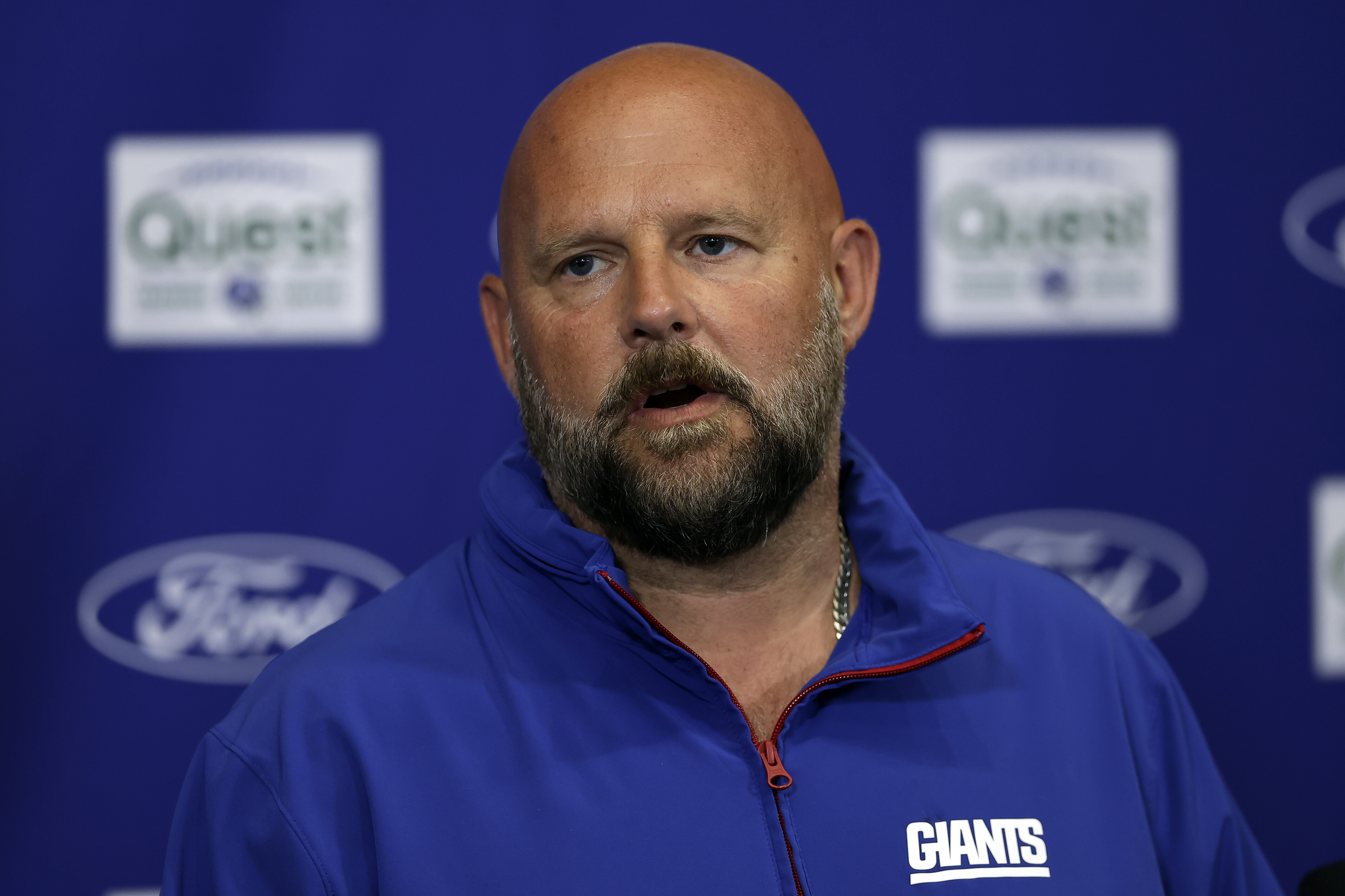 New York Giants head coach Brian Daboll speaks to the media during Back Together Weekend at the team's NFL football training camp, Sunday, July 27, 2025, in East Rutherford, N.J. 