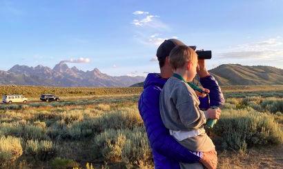 Wildlife sightings such as bison, elk and bear are common at Grand Teton National Park in Teton County, Wyoming.