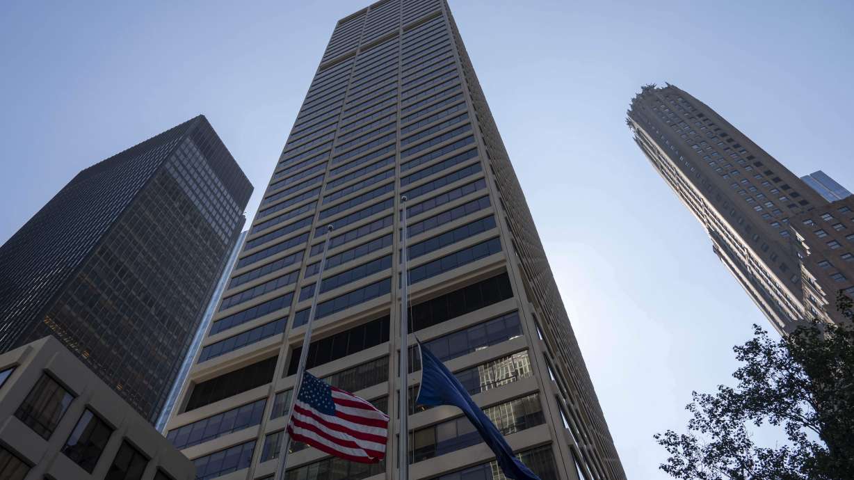 A general view shows 345 Park Ave, a scene of Monday's deadly shooting, Tuesday, July 29, 2025, in New York.