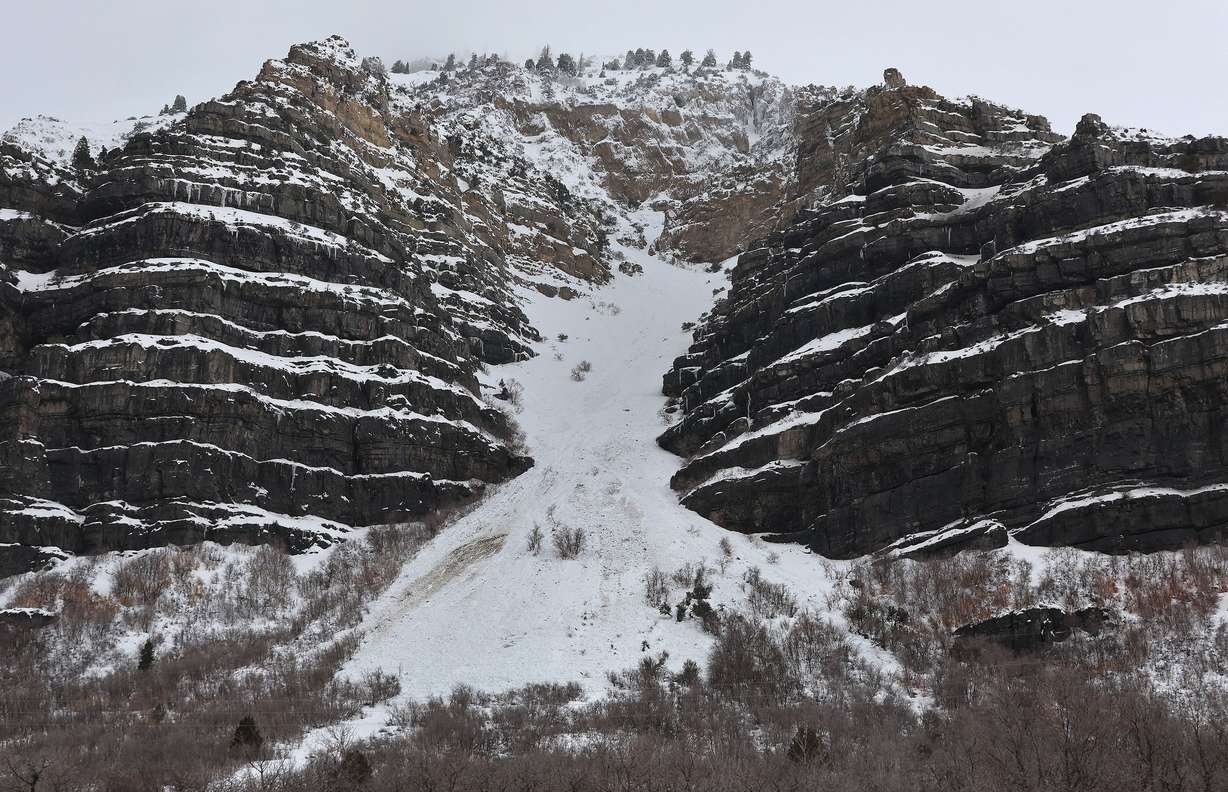 An avalanche rolls in Provo Canyon, Jan. 10, 2023.