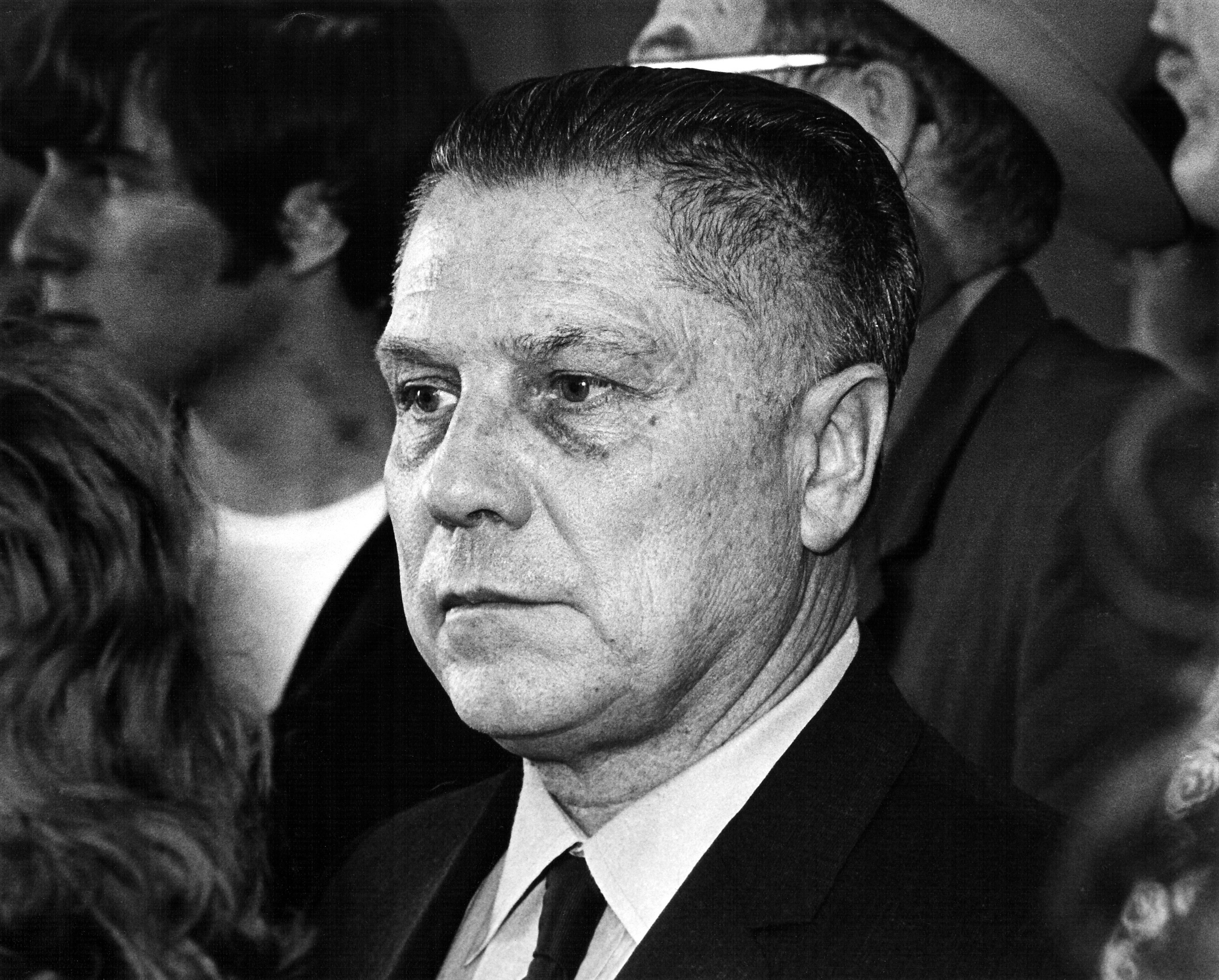 Labor leader Jimmy Hoffa walks through the Greater Pittsburgh Airport, Penn., April 12, 1971. Wednesday marks 50 years since his disappearance.