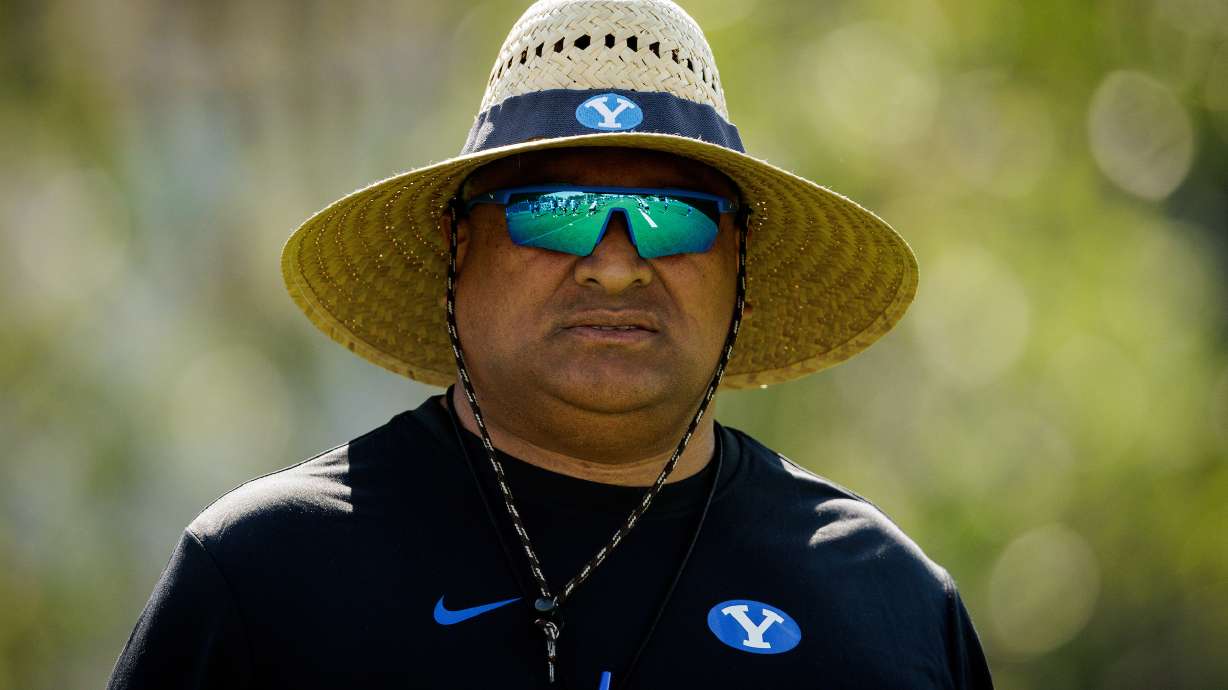 BYU head coach Kalani Sitake as the Cougars open training camp, Wednesday, July 30, 2025 in Provo, Utah.