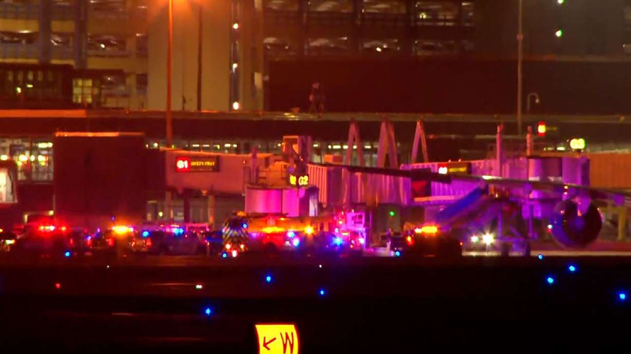 Emergency crews on the scene at Minneapolis-Saint Paul International Airport after a Delta Air Lines flight from Salt Lake City to Amsterdam made an emergency landing Wednesday.