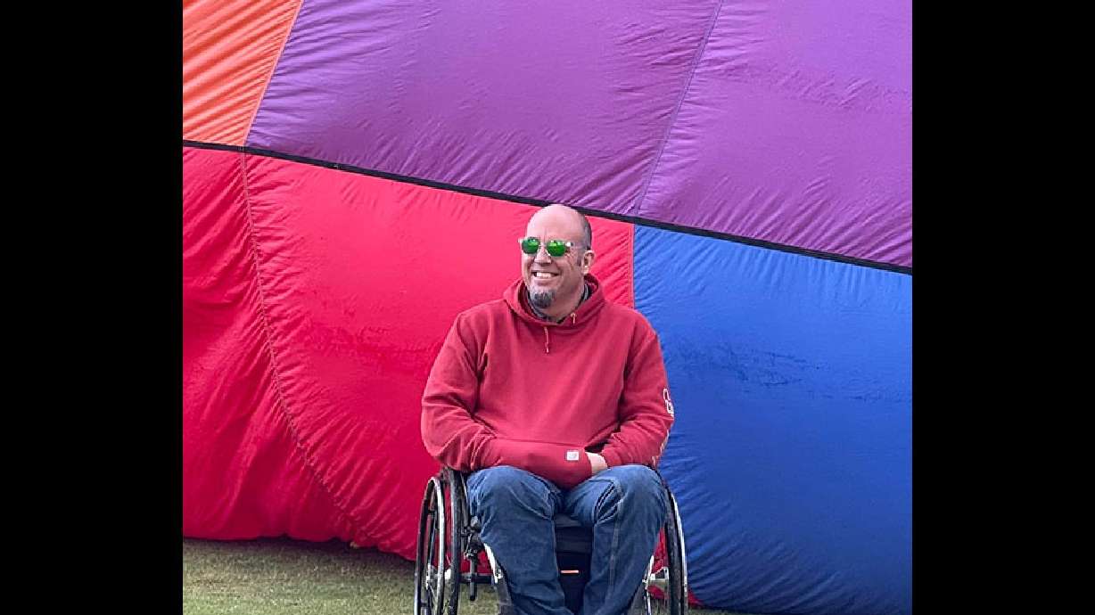 Known as the "Rolling Pilot," Michael Glen will fly at Ammon Days in Idaho with the hot air balloon Joelly on Friday. Glen is the world's first paraplegic hot air balloon pilot.