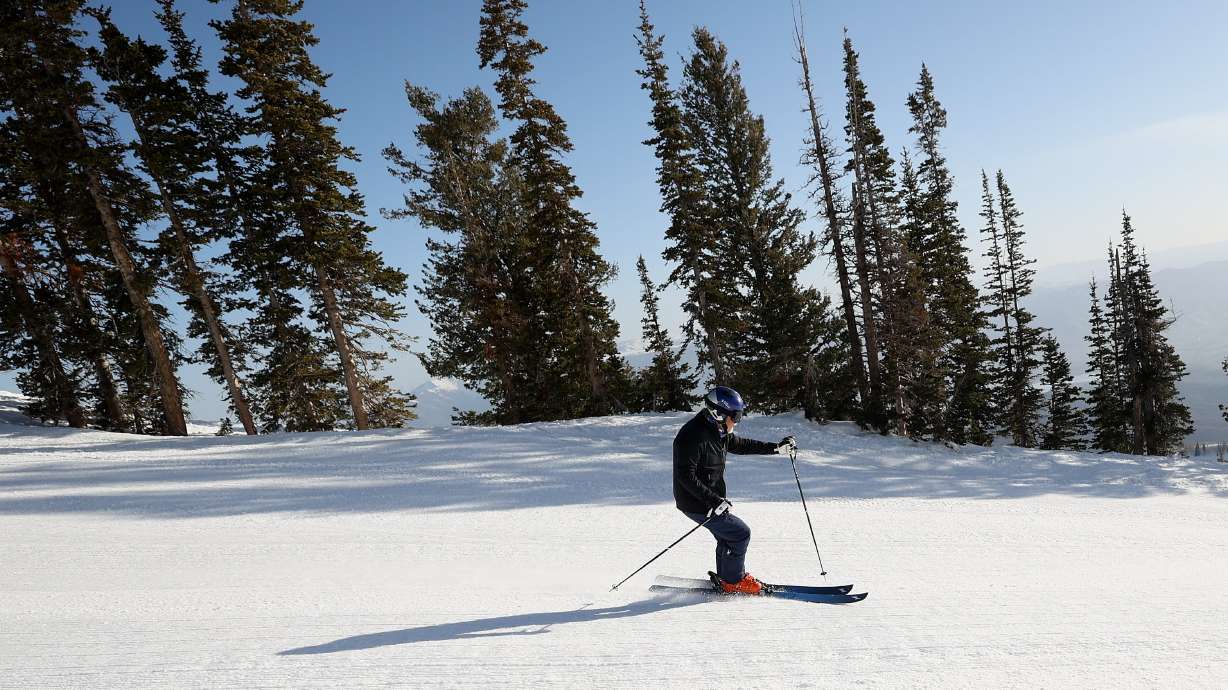 Tom Hart, known as Racer Tom, skies at Snowbasin Resort in Weber County on April 10. The 64-year-old originally from Minnesota broke the Guinness World Record for skiing the greatest vertical distance in a year recently.