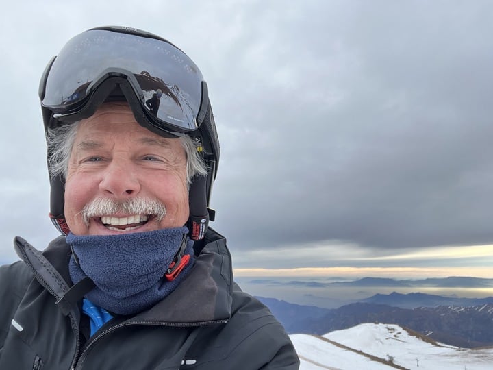 Thomas "Racer Tom" Hart at the La Parva ski resort outside Santiago, Chile. Hart is skiing at La Parva, Valle Nevado, and El Colorado resorts until Sept. 5.