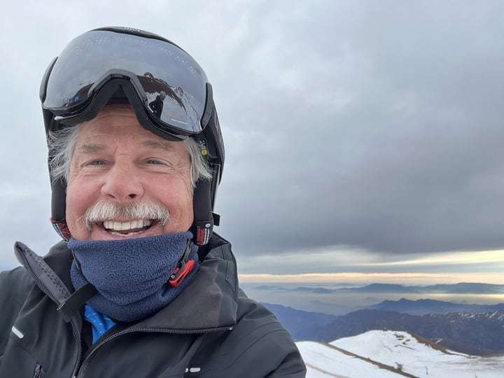 Thomas "Racer Tom" Hart at the La Parva ski resort outside Santiago, Chile. Hart is skiing at La Parva, Valle Nevado, and El Colorado resorts until Sept. 5.