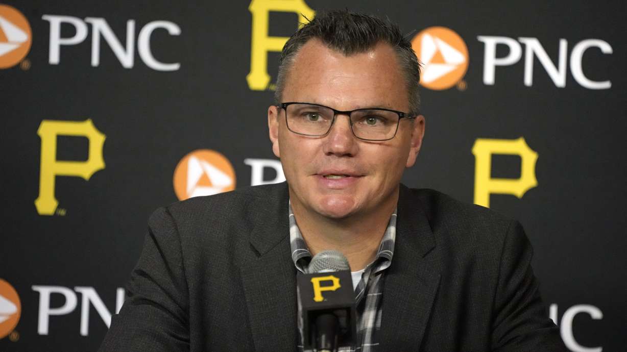 Pittsburgh Pirates general manager Ben Cherington speaks during a baseball news conference in Pittsburgh, Tuesday, July 18, 2023.