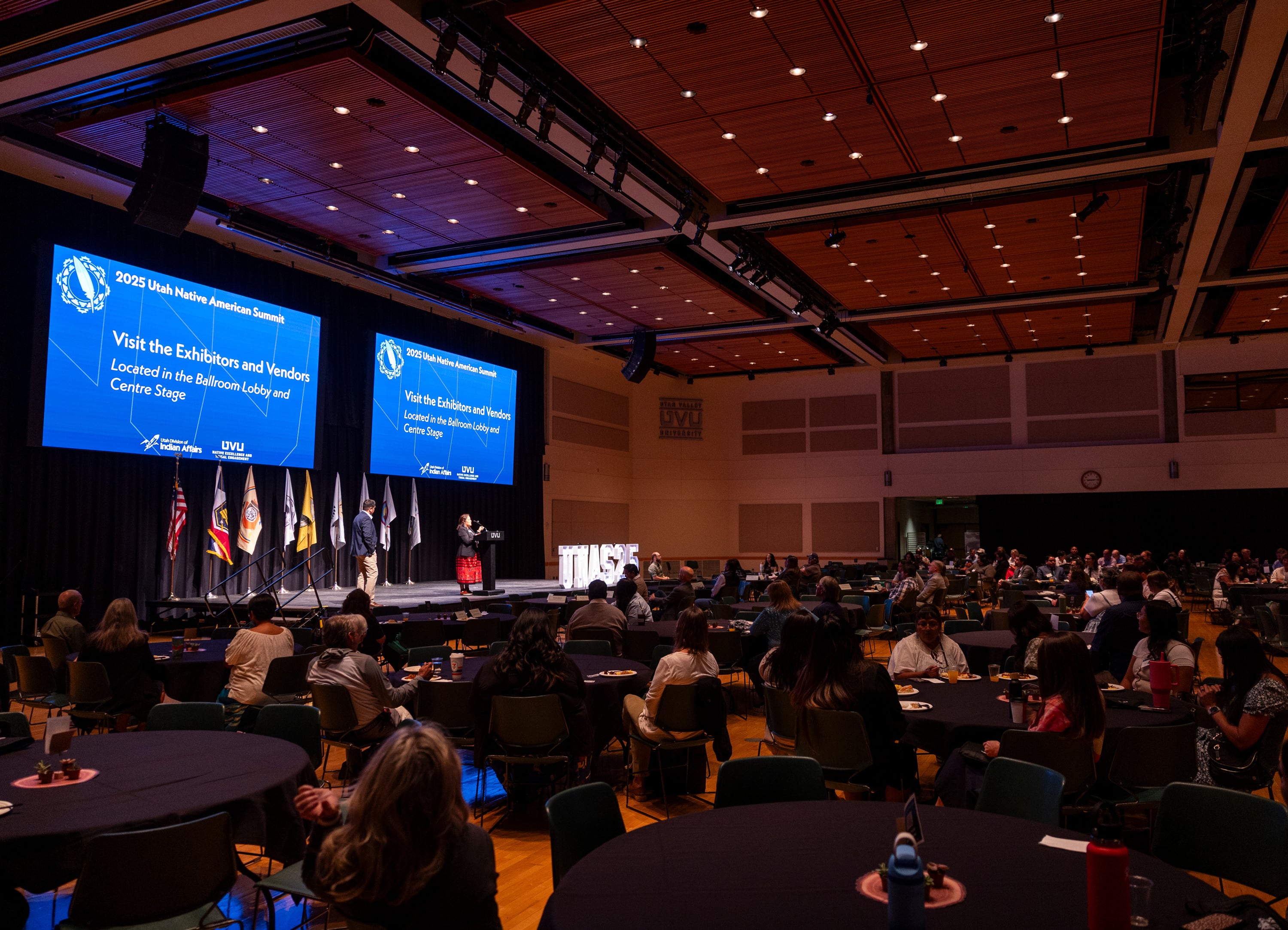 Attendees at the 2025 Utah Native American Summit at Utah Valley University in Orem on Friday. State agencies and stakeholders also attended the summit.
