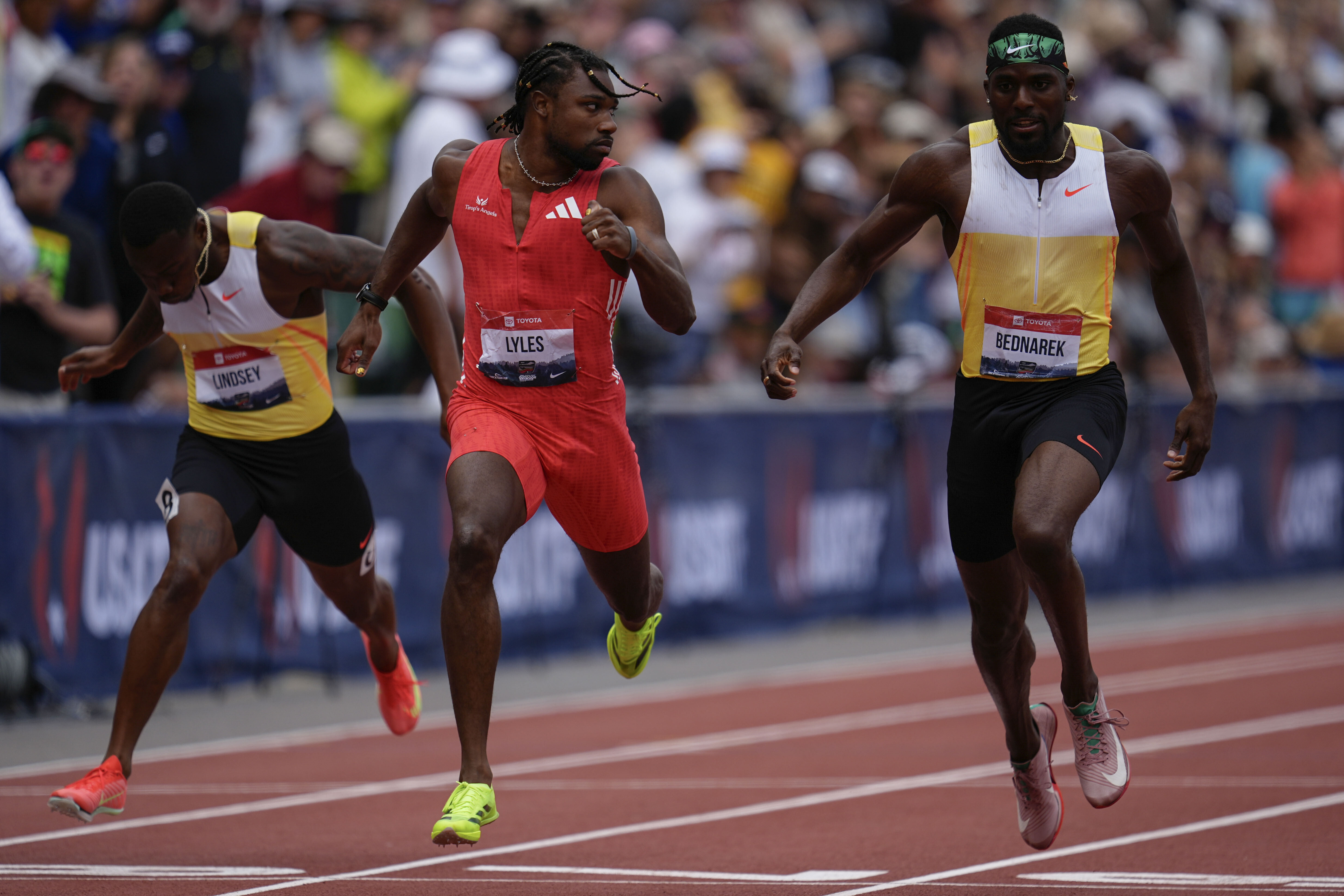 Bad blood. Lyles shoved by Bednarek after his win in 200 meters at US nationals