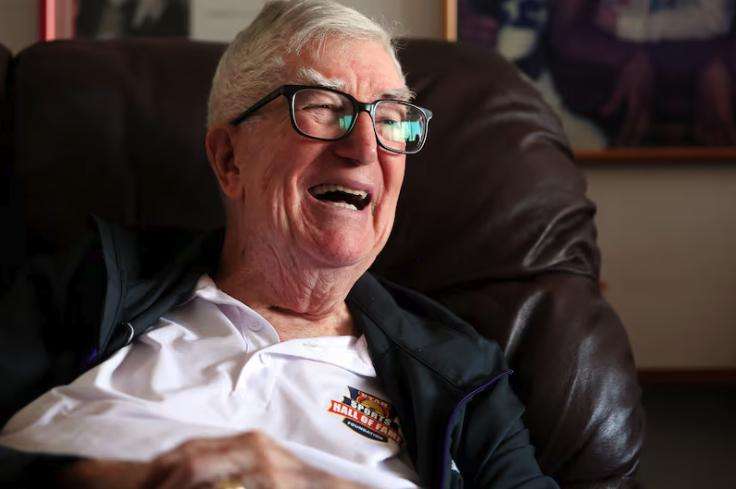 Frank Layden smiles as he and his wife, Barbara, are interviewed at their home in Salt Lake City, Sept. 12, 2022.