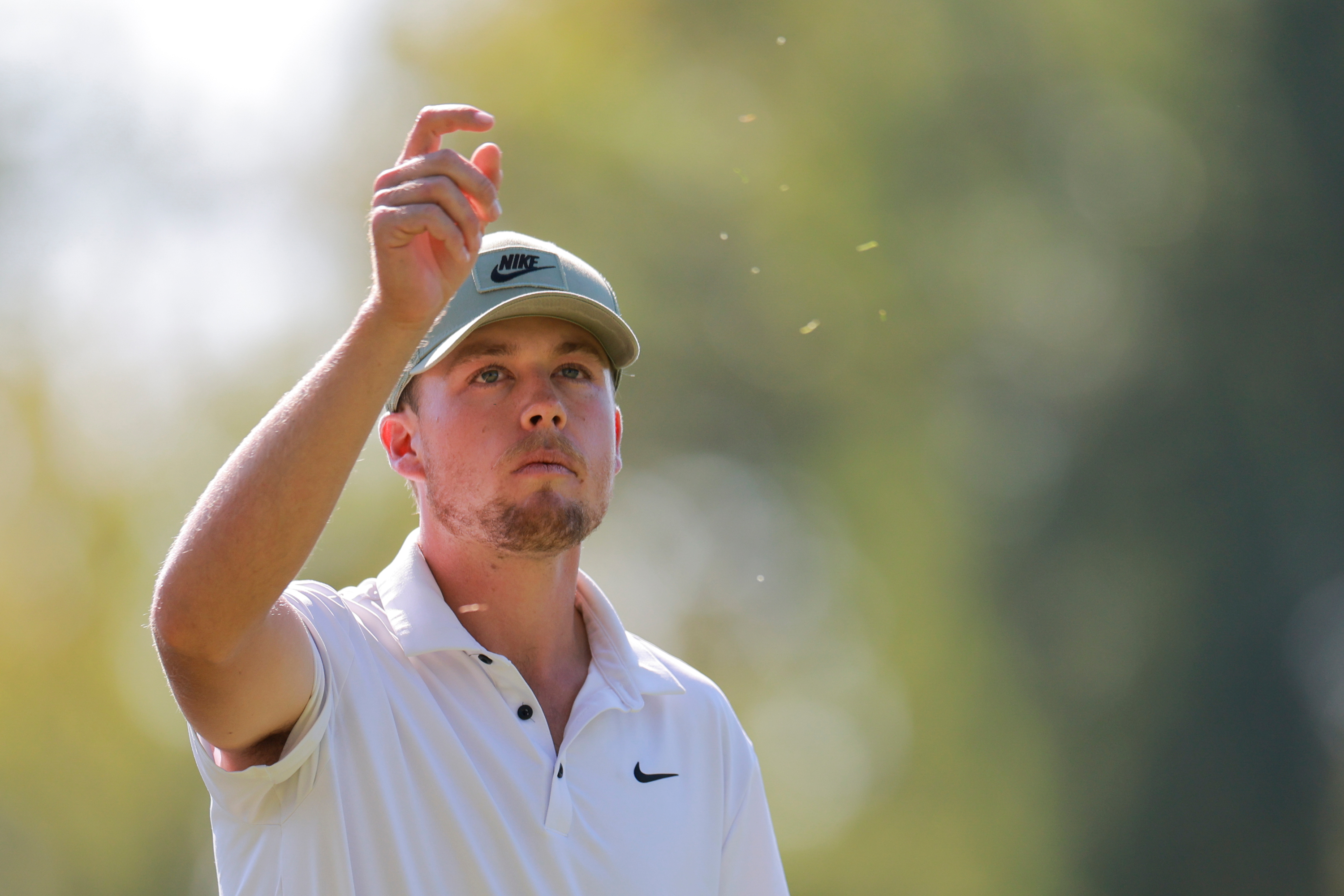 Preston Summerhays checks the wind during the final round of the 2025 Utah Championship at Ogden Golf & Country Club in Ogden on Sunday, Aug. 3, 2025.