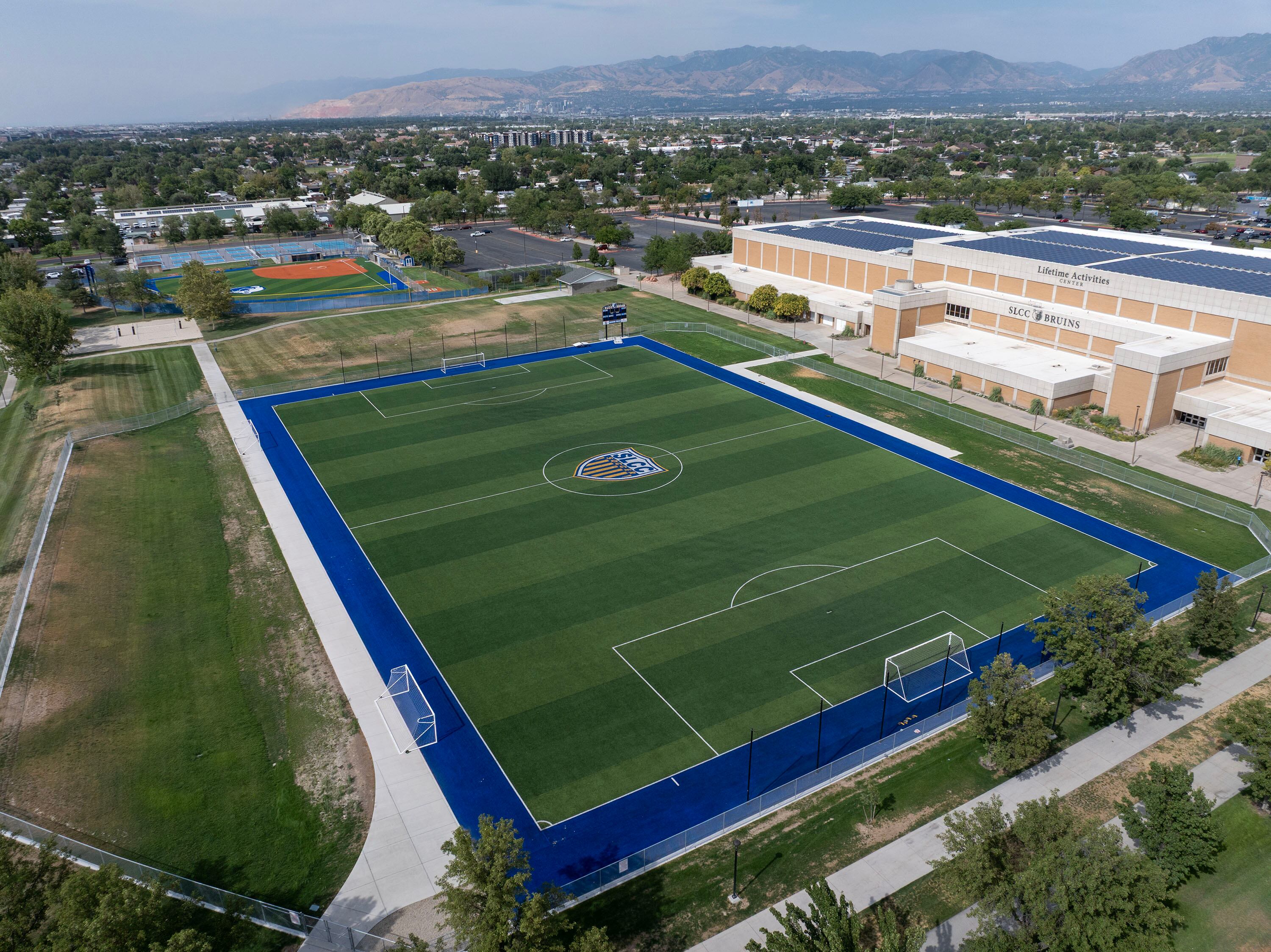 The athletic fields at Salt Lake Community College's Redwood Road campus in Taylorsville on Monday. President Greg Peterson met with a Deseret News and KSL editorial board in Salt Lake City to discuss his first year.