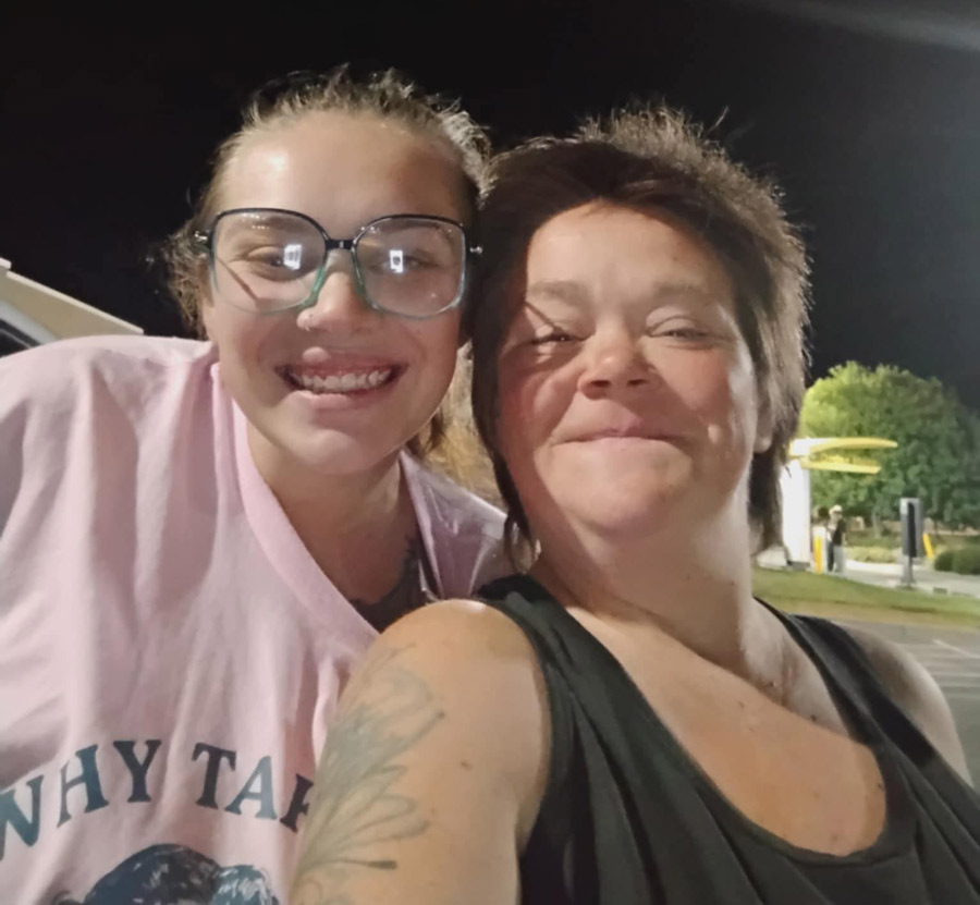 Naomi Rose Randall after meeting her biological mother, Nikki Lindsay. The two reconnected after Randall's post on a Facebook group.