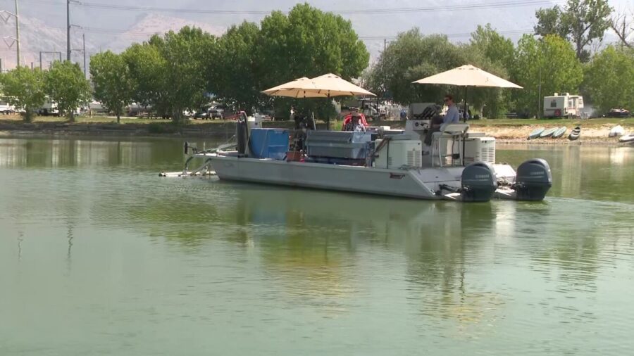 Algae harvesting boat is cleaning up Utah Lake