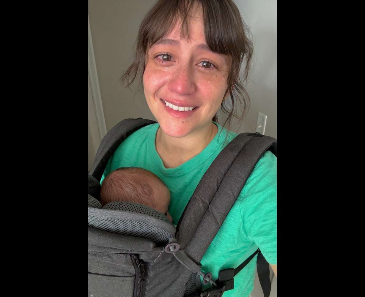 Lauren Bangerter cries as she holds her newborn son who was born after a lengthy hospital stay. She is raising donations to help other women in similar situations.